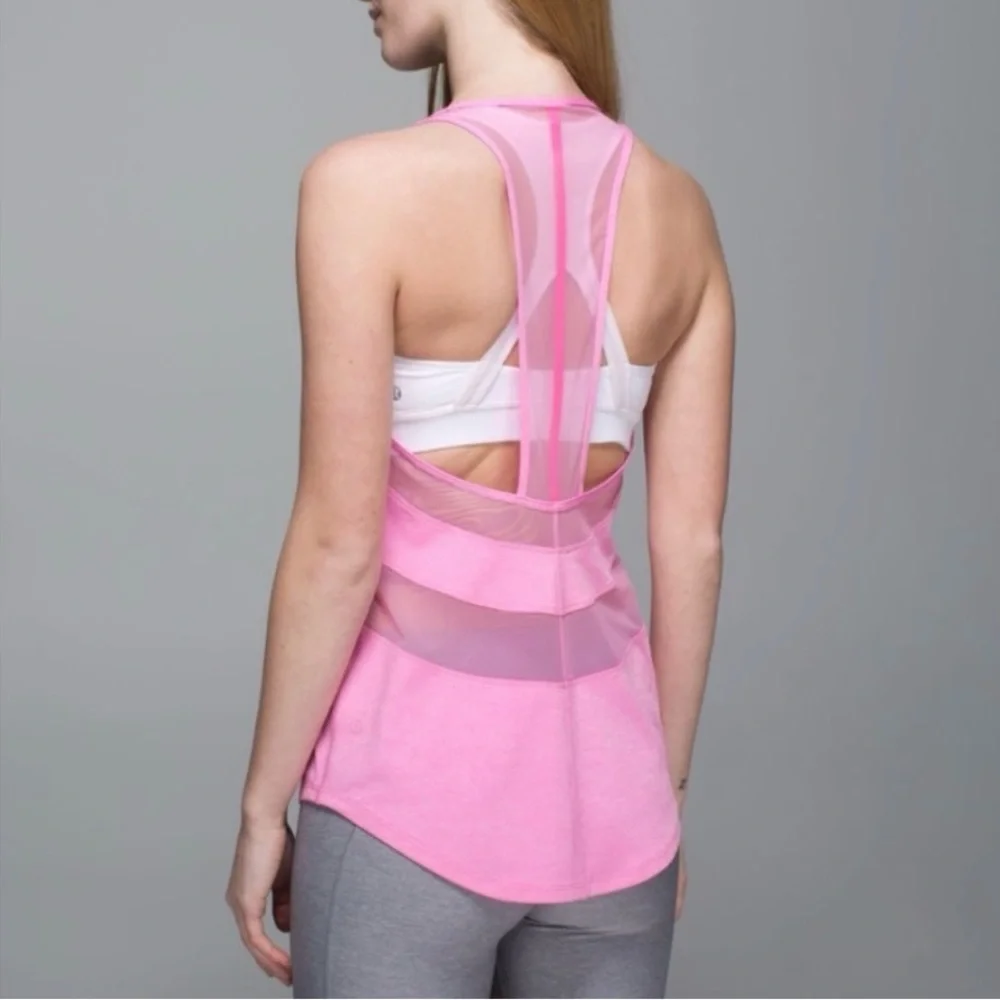 Lululemon tank If You're Lucky Heathered Vintage Pink / Raspberry Glo Light M‎